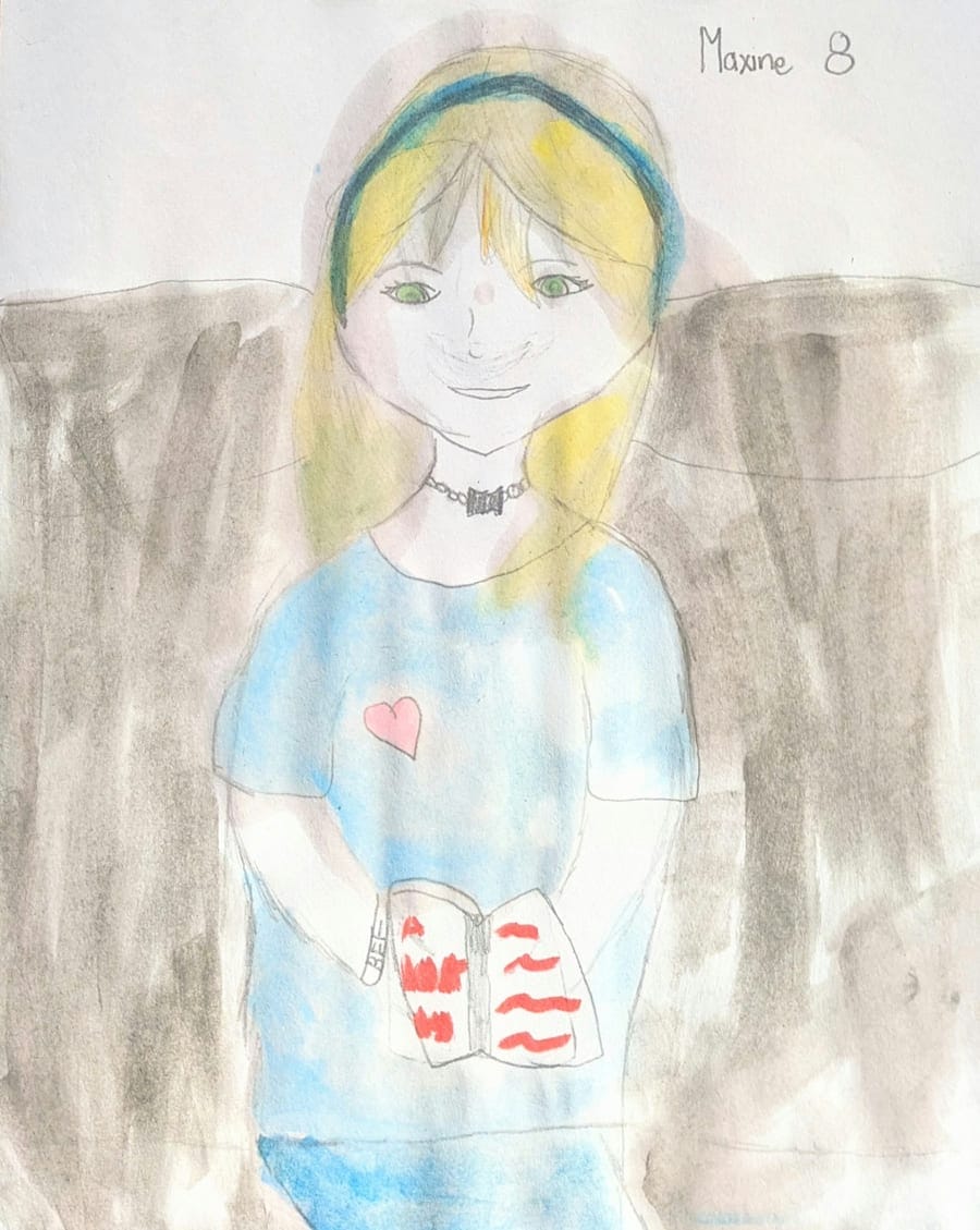 Max's self-portrait, in pencil and watercolour